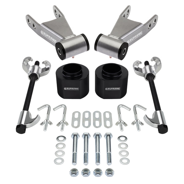 1984-2001 Jeep Cherokee XJ 2WD 4WD Front Lift Spacers With 2" Rear Lift Shackles Including Spring Compressor Tool