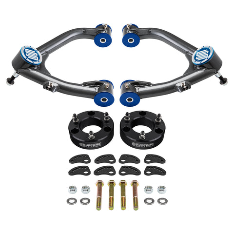 2007-2018 Chevrolet Silverado 1500 2WD 4WD Uni-Ball Upper Control Arms and Camber/Caster Adjusting & Lock-Out Kit + GRATIS FRONT LIFT KIT-Kontrollarmar-Supreme Suspensions®-Blå-Svart - 2"-Supreme® Suspensions