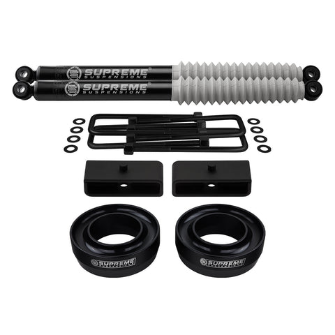 1988-1999 Chevrolet C3500 Full Suspension Lift Kit with Supreme Suspensions MAX Performance Rear Shocks 2WD 4x2-Suspension Lift Kits-Supreme Suspensions®-2.5"-1.5"-Supreme Suspensions®