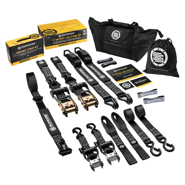 Supreme Suspensions® Heavy-Duty Ratchet Tie-Down and Load Strap Kits with 20' Extended Lead Bundle