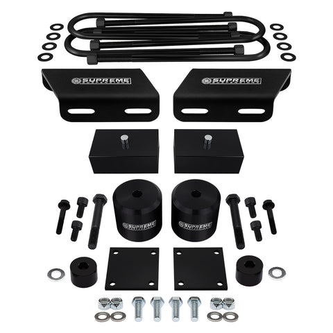 2008-2016 Ford F350 Super Duty Full Suspension Lift Kit with Sway Bar, Brake Line and Bump Stop Relocation Kits 4WD 4x4-Suspension Lift Kits-Supreme Suspensions®-NON-OVERLOAD-2.5" Front + 2" Rear-Black-Supreme Suspensions®