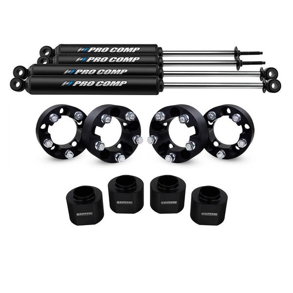 1993–1998 Jeep Grand Cherokee ZJ, vollgefederter Höherlegungssatz, verlängerte Pro Comp-Stoßdämpfer und Spurverbreiterungen, 2WD und 4WD