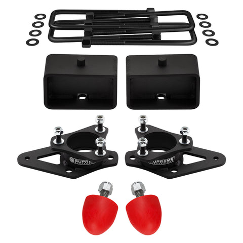 2005-2023 Nissan Frontier Suspension Lift Kit with Flat Top U-Bolts and Polyurethane UCA Bump Stops 4x2 4x4-Suspension Lift Kits-Supreme Suspensions®-3" Front Lift-3" Rear Lift-Supreme Suspensions®
