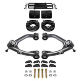 kit de levage à suspension complète Chevrolet Silverado 1500 2007-2018 avec bras de commande supérieurs Uni-Ball et kit de réglage et de verrouillage de carrossage/roulette