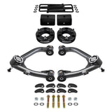 kit de levage à suspension complète GMC Sierra 1500 2007-2018 avec bras de commande supérieurs Uni-Ball et kit de réglage et de verrouillage du carrossage/roulette