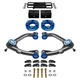 kit de levage à suspension complète GMC Sierra 1500 2007-2018 avec bras de commande supérieurs Uni-Ball et kit de réglage et de verrouillage du carrossage/roulette