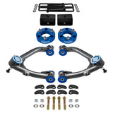 kit de levage à suspension complète Chevrolet Silverado 1500 2007-2018 avec bras de commande supérieurs Uni-Ball et kit de réglage et de verrouillage de carrossage/roulette