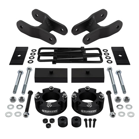 2007-2020 Toyota Tundra Full Suspension Lift Kit with Diff Drop & Axle Shims 2WD 4WD | Rear Shackle and Lift Blocks Combo with-Suspension Lift Kits-Supreme Suspensions®-3" Lift-2.5" Lift - Includes 1.5" Lift Shackles and 1" Lift Blocks-Supreme Suspensions®