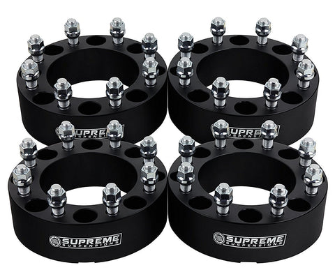 2011–2022 GMC Sierra 2500 2WD 4WD 2" Lug Centric 8x180 Spurverbreiterungen 124,1 mm Mittelbohrung-Radabstandshalter und Adapter-Supreme Suspensions®-Schwarz-(x4) Stück-Supreme Suspensions®