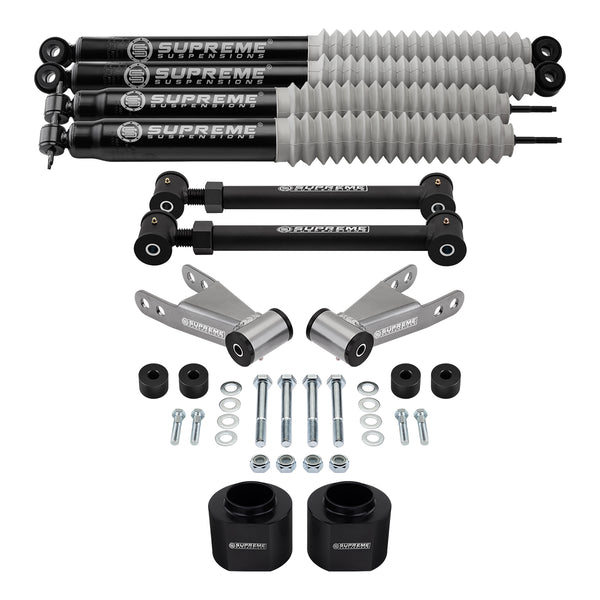 1984-2001 Jeep Cherokee XJ Full Suspension Lift Kit with Lower Control Arms, Transfer Case Drop Kit & Supreme Suspensions MAX Performance Shocks 4WD