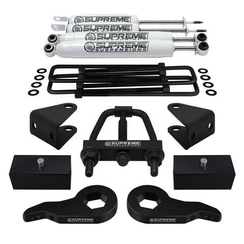 2001-2010 Chevy Silverado 1500HD Full Suspension Lift Kit w/ Tool & Extended Pro Comp Shocks 4WD 4x4-Suspension Lift Kits-Pro Comp and Supreme Suspensions-3" + 1"-Supreme Suspensions®