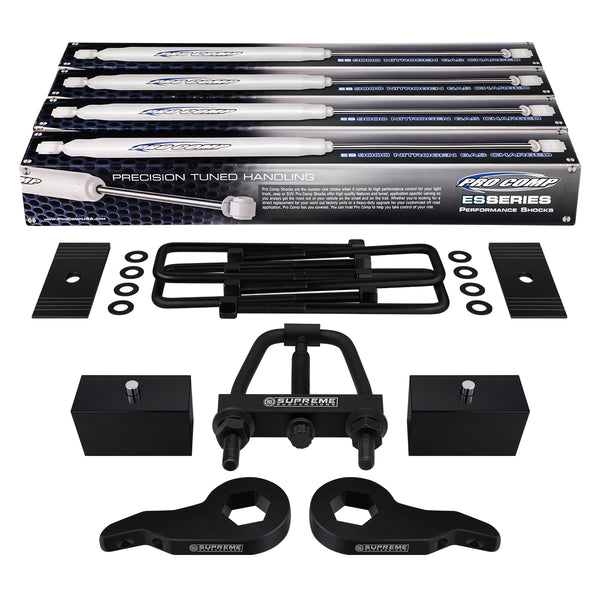 1999–2007 (klassisch) Chevy Silverado 1500 Vollfederungs-Lift-Kit mit Unterlegscheiben, Werkzeug und erweiterten Pro Comp-Stoßdämpfern 4WD