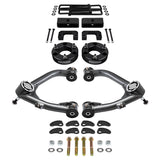 kit de levage à suspension complète Chevrolet Silverado 1500 2007-2018 avec bras de commande supérieurs Uni-Ball et kit de réglage et de verrouillage du carrossage/roulette