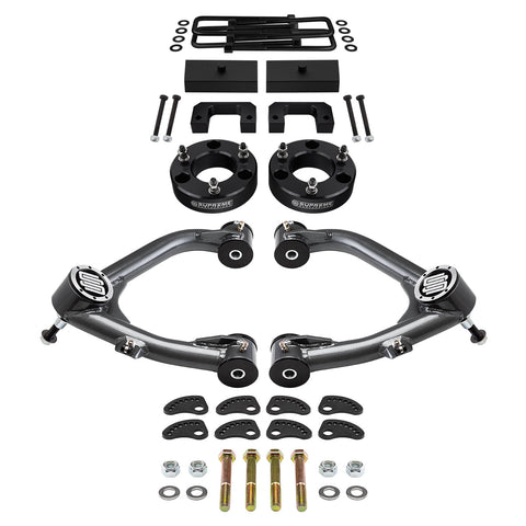 2007-2018 GMC Sierra 1500 Full Suspension Lift Kit with Uni-Ball Upper Control Arms and Camber/Caster Adjusting & Lock-Out Kit-Suspension Lift Kits-Supreme Suspensions®-3.5"-1"-Supreme Suspensions®