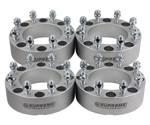 2011-2022 GMC Sierra 2500 2WD 4WD 2" Lug Centric 8x180 Wheel Spacers 124,1mm Center Bore-Wheel Spacers & Adapters-Supreme Suspensions®-Silver-(x4) Piece-Supreme Suspensions®