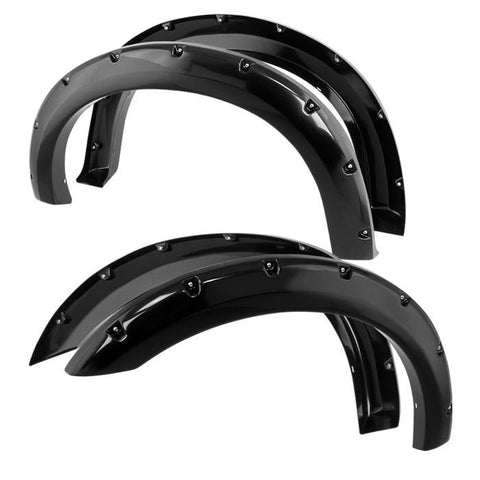 1999-2007 Ford F350 Superduty 4st påskruvad nitstil Spyder Fender Flares-Fender Flares-Spyder-Smooth Black-Supreme Suspensions®