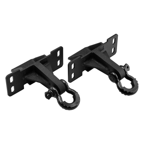 2017-2019 Ford F-250 Super Duty Front Shackle Mount Recovery Brackets with 3/4" D-Ring Shackles Set-Recovery-Supreme Suspensions®-Black-Supreme Suspensions®