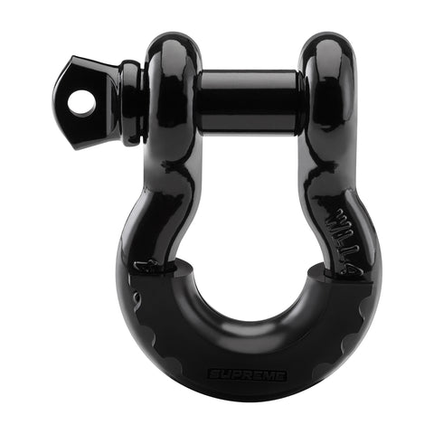 طقم حزام سحب الاسترداد من Supreme Suspensions® + تكبل مرساة على شكل حلقة D مقاس 3/4 بوصة للخدمة الشاقة مع دبوس لولبي للأمان مقاس 7/8 بوصة - نظام تعليق Supreme Suspensions باللون الأسود اللامع®-Supreme Suspensions®