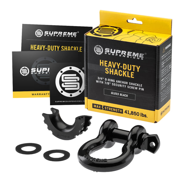 Supreme Suspensions® Heavy Duty 3/4" D Ring Anchor Shackle with 7/8" Security Screw Pin, D-Ring Isolator and Washers