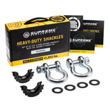 2005-2023 Toyota Tacoma Shackle Mount Recovery Brackets With Frame Reinforcement Caps and 2x D Ring Shackles