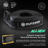 Supreme Suspensions® multifunctionele skidplate voor trekhaakontvanger met 3/4" D-ringsluiting en 30' sleepriem voor herstel