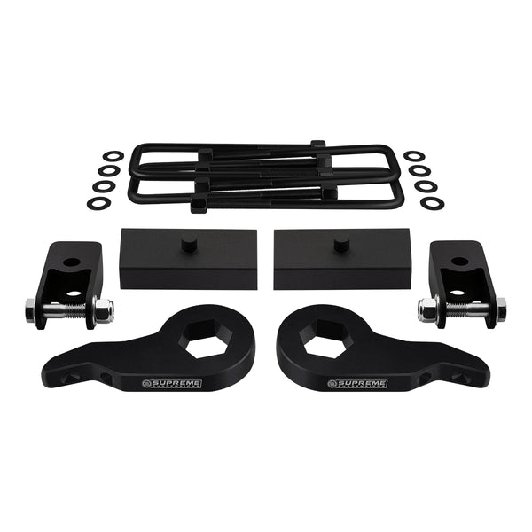 2003-2017 Chevrolet Express AWD Full Suspension Lift Kit med bakre stötfästeförlängare (Square Bend U-Bults)