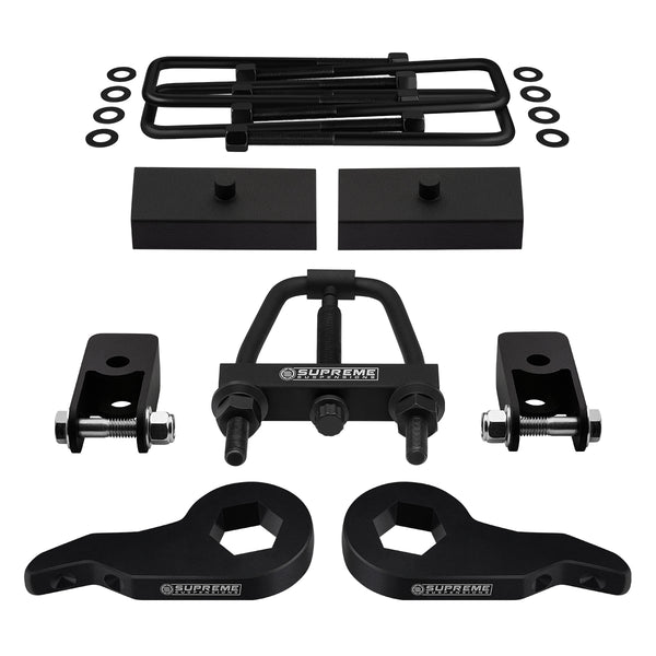 2003-2017 Chevrolet Express AWD Full Suspension Lift Kit with Rear Shock Mount Extenders and Tool (Square Bend U-Bolts)