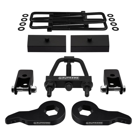 2003-2017 Chevrolet Express AWD Full Suspension Lift Kit with Rear Shock Mount Extenders and Tool (Square Bend U-Bolts)-Suspension Lift Kits-Supreme Suspensions®-Adjustable Up To 2.5"-1"-Supreme Suspensions®