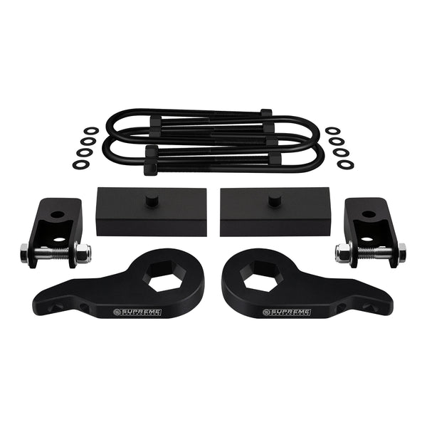 2003–2017 Chevrolet Express 4WD-Vollfederungs-Lift-Kit mit hinteren Stoßdämpferhalterungsverlängerungen (rund gebogene U-Bolzen)