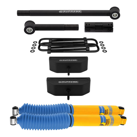 1999-2004 Ford F350 Super Duty 4WD Front Suspension Leveling Lift Kit with Bilstein Shocks & Adjustable Track Bar-Suspension Lift Kits-Supreme Suspensions®-Supreme Suspensions®