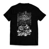 Supreme Suspensions® wit op zwart tweekleurig premium T-shirt van katoenmix