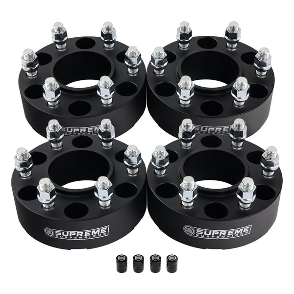 Hub Centric Wheel Spacers FORD / LINCOLN BP 6x135mm M14x2 Studs + Tire Valve Caps
