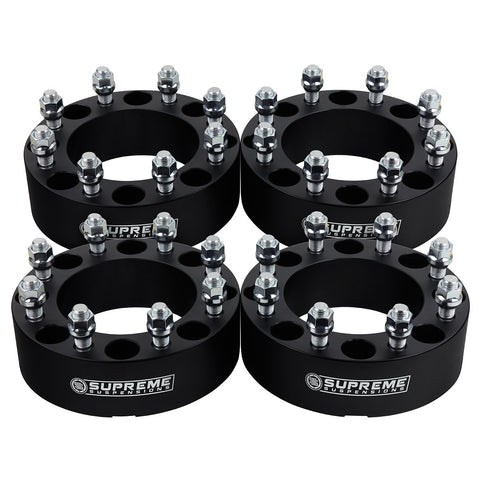 2001-2010 GMC Sierra 3500 2WD 4WD Non-Hub Centric 8x165.1 Wheel Spacers 130mm Center Bore-Wheel Spacers & Adapters-Supreme Suspensions®-Black-(x4) Piece-1.5" Spacer-Supreme Suspensions®