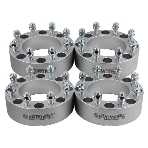 1992–1999 GMC Suburban 2500 2WD 4WD 8 x 165,1 zentrische Spurverbreiterungen ohne Nabe, 130 mm Mittelbohrung – Spurverbreiterungen und Adapter – Supreme Suspensions® – Silber – (x4) Stück – 1,5 Zoll Abstandshalter – Supreme Suspensions®