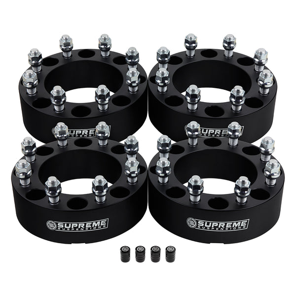 Wheel Spacers Set DODGE RAM 2500 3500 8x6.5" BP / 9/16"x18 Studs + Tire Valve Caps