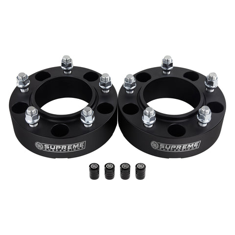 فواصل محور العجلة المحورية Toyota Tundra / Sequoia / LEXUS 5x150mm M14x1.5 + أغطية صمام الإطارات - الفواصل والمحولات - أنظمة التعليق العليا® - 1.5 "- أسود - 2 قطعة - نظام التعليق العالي