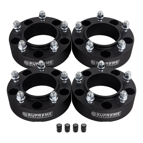 Espaçadores de roda centrados no cubo para Lexus LX470 / LX570 5x150 Espaçadores de roda 110mm Furo central + tampas de válvula de pneu - Espaçadores e adaptadores de roda - Suspensões supremas®-1,5"-Preto-4 unidades-Supreme Suspensions®
