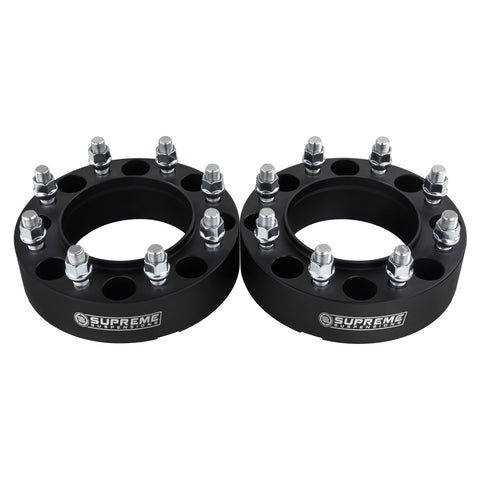 2005-2022 Ford F250 2wd 4wd Front Wheel Spaces Only (Hub Centric)-Wheel Spacers & Adapters-Supreme Suspensions®-Black-(x2) Piece-1.5" Spacer-Supreme Suspensions®
