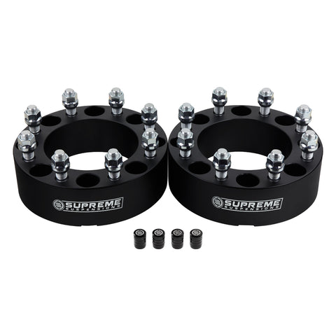 2000–2010 GMC Sierra 2500HD 3500HD 2WD 4WD Radadapter 8 x 165,1 mm auf 8 x 180 mm Bolzenmuster, Änderung der Spurverbreiterungen und Adapter – Supreme Suspensions® – 1,5 Zoll – Schwarz – 2 Stück – Supreme Suspensions®